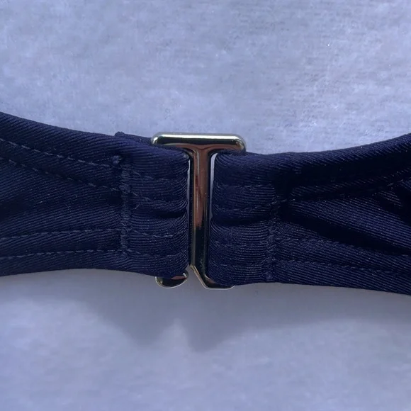 DKNY 2pc. Bikini Bathing Suit. Retro Style Hi Waist w/Padded Underwire Bra. Navy - Picture 9 of 12